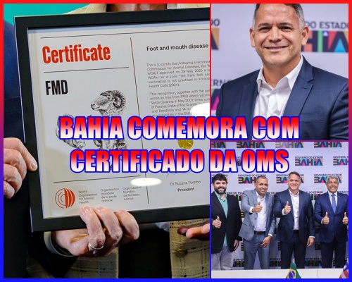 COM CERTIFICADO DA OMS - Em Paris, Governo da Bahia celebra certificação internacional como Zona Livre de Febre Aftosa sem Vacinação.