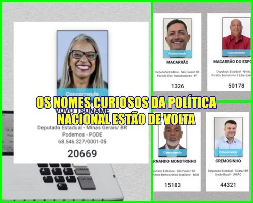 ELES VOLTARAM - De "Vovó Tsuname" a "Batata Neles": veja nomes curiosos de candidatos.